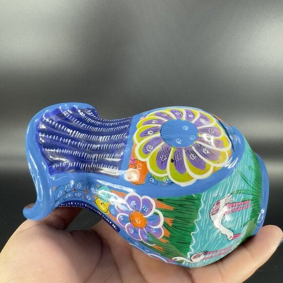 Hand Made Mexico Pottery Tonala Talavera Pitcher Hand Painted RedWare Decor - Picture 8 of 16